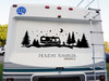 RV Moon Stars Trees Scene Vinyl Decal - Forest Camper Campfire Graphics - Die Cut Sticker
