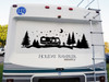 RV Moon Stars Trees Scene Vinyl Decal - Forest Camper Campfire Graphics - Die Cut Sticker