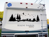 Bear Family Moon Stars Trees Scene Vinyl Decal - Forest Camper Graphics - Die Cut Sticker