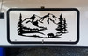 Bear Mountain Trees Scene Vinyl Decal V3 - Camper RV Graphics - Die Cut Sticker