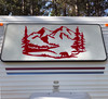 Bear Mountain Trees Scene Vinyl Decal V3 - Camper RV Graphics - Die Cut Sticker