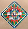 Set of 2 Old Hippie on Board 4" Die Cut Vinyl Decals Stickers - Deadhead Flower Power Tie Dye - 2-pack
