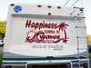 Happiness Comes in Waves Vinyl Decal - Sun Beach Palm Tree RV - Die Cut Decal