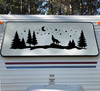 Howling Wolf Moon Scene Vinyl Decal V3 - Stars Trees RV Travel Trailer Graphics - Die Cut Sticker