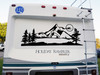 Mountains Moon Vinyl Decal V2 - Forest RV Camper Travel Trailer Graphics Scene - Die Cut Sticker