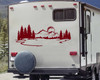 Mountains Moon Vinyl Decal V1 - Forest RV Camper Travel Trailer Graphics Scene - Die Cut Sticker