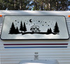 Travel Trailer Moon Scene Vinyl Decal - Camper Graphics Trees Stars - Die Cut Sticker