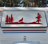 Howling Wolf Trees Scene V2 - RV Graphics Camper Travel Trailer - Die Cut Sticker