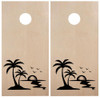 Palm Tree Island Sunset Cornhole Board Decals - Beach Party  - Vinyl Die Cut Stickers
