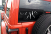 White Finger Lakes New York map silhouette vinyl decal showing separate elongated lake outlines arranged in their geographic positions on a truck window, available in 11 sizes from a 2-pack of 4 x 2 inches to 45 x 22.5 inches