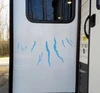 White Finger Lakes New York map silhouette vinyl decal showing separate elongated lake outlines arranged in their geographic positions on a truck window, available in 11 sizes from a 2-pack of 4 x 2 inches to 45 x 22.5 inches