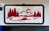 Moon Lake Mountain Canoe Scene Vinyl Decal - RV Graphics Camping - Die Cut Sticker