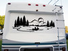 Moon Lake Mountain Canoe Scene Vinyl Decal - RV Graphics Camping - Die Cut Sticker
