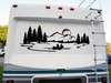 Moon Lake Mountain Canoe Scene Vinyl Decal - RV Graphics Camping - Die Cut Sticker