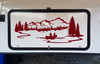 Lake Mountain Canoe Scene Vinyl Decal V2 - RV Graphics Camping - Die Cut Sticker