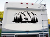 Deer Mountains Forest Scene Vinyl Decal V2 - RV Graphics Camper - Die Cut Sticker
