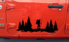 Hiker in Forest Scene Vinyl Decal V2 - Truck Camper Graphics Mountains - Die Cut Sticker
