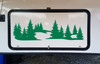 Mountains Forest Scene Vinyl Decal V17 - RV Travel Trailer Graphics - Die Cut Sticker
