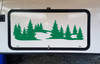 Mountains Forest Scene Vinyl Decal V17 - RV Travel Trailer Graphics - Die Cut Sticker