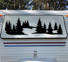 Mountains Forest Scene Vinyl Decal V17 - RV Travel Trailer Graphics - Die Cut Sticker
