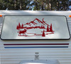 Moose Ducks Lake Mountain Moon Scene Vinyl Decal - Graphics RV Trailer - Die Cut Sticker