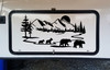 Bear Family Moon Scene Vinyl Decal V4 - Mountain Forest RV Graphics - Die Cut Sticker