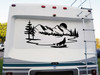 Howling Wolf Moon Scene Vinyl Decal V5 - Mountain Forest RV Graphics - Die Cut Sticker