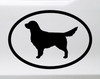 Golden Retriever Goldie dog silhouette inside oval border vinyl decal for car truck SUV camper and RV windows