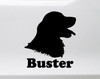 Personalized Golden Retriever head profile vinyl decal with custom dog name and mirror option