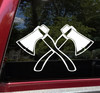 Crossed Axes Vinyl Decal - Hatchets Lumberjack - Die Cut Sticker
