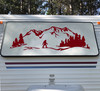 Snowy Mountain Scene with Bigfoot V15 Vinyl Decal - Camping Sasquatch - Die Cut Sticker
