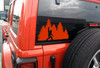 Bigfoot in Trees Metal Horns Vinyl Decal V1 - Sasquatch Forest Line PNW - Die Cut Sticker
