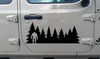 Bigfoot in Trees Vinyl Decal V14 - Sasquatch Forest Line PNW - Die Cut Sticker
