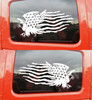 Set of 2 American Flag with Bald Eagle Vinyl Decal - Mirrored Distressed - Die Cut Sticker