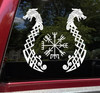 Viking Dragons with Viking Compass Vinyl Decal V2 - Fafnir Vegvisir Norse Mythology - Die Cut Sticker