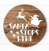 Santa Stops Here Vinyl Decal - Sleigh Reindeer Christmas Claus - Die Cut Sticker