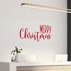 Merry Christmas vinyl window decal featuring tall uppercase MERRY lettering above flowing cursive Christmas script with decorative flourishes