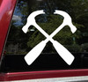 Crossed Hammers Vinyl Decal - Claw Carpentry Construction - Die Cut Sticker