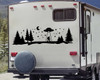 Bigfoot UFO Moon Stars Vinyl Decal - Camping RV Sasquatch Travel Trailer Scene - Die Cut Sticker