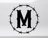 Monogram Letter in Barbed Wire Vinyl Decal - Country Western Circle - Die Cut Sticker