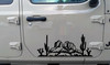 Desert Cactus Mountain Scene V7 Vinyl Decal - RV Camper Graphics Mesa  - Die Cut Sticker