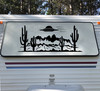Desert UFO Cactus Mountain Scene V3 Vinyl Decal - Alien RV Camper Graphics - Die Cut Sticker