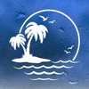 Palm Trees Gulls V1 Vinyl Decal | Seagull Beach Sun Water Summer | Die Cut Sticker | Multiple Sizes Colors