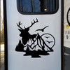 Deer Mountain Bird Scene Custom Vinyl Sticker V5 | Camper Trailer Decals | Die Cut Stickers