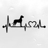 Great Dane Gentle Giant Love Heartbeat vinyl decal featuring a dog silhouette with EKG pulse line and heart symbol, available in nine sizes with mirror option