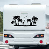 Palm Trees Beach Scene Vinyl Decal V12 | Seagulls Flamingo Sunset RV | Die Cut Sticker