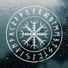 Rune Circle with Helm of Awe Vinyl Decal V2 | Terror Runic Viking Norse Mythology | Die Cut Sticker