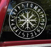 Rune Circle with Helm of Awe Vinyl Decal V2 | Terror Runic Viking Norse Mythology | Die Cut Sticker