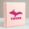 UP Yours Yooper Michigan Upper Peninsula vinyl decal featuring the U.P. map silhouette above bold YOURS lettering, available in nine sizes with 4-pack and 2-pack options