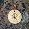 Energy bind rune car charm in pine with hemp cord, Norse Viking Celtic design

